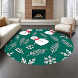 Whimsical Snowman and Pine Branches Semi Circle Design(Green)