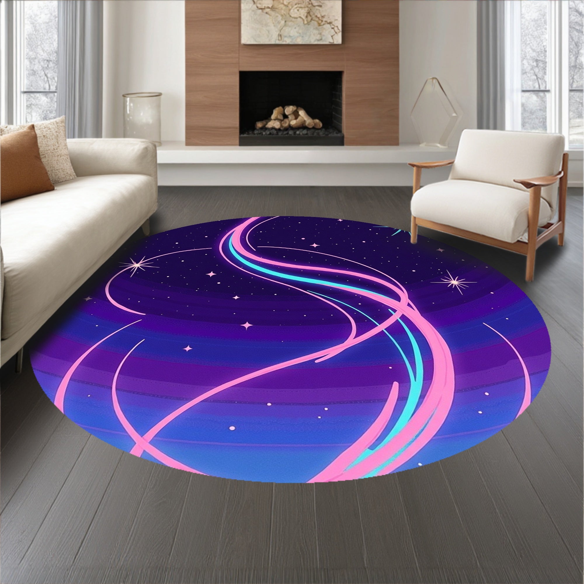 Dreamy Astral Landscape Throw showcasing Meteor Shower Trails (Purple) - ODIKA