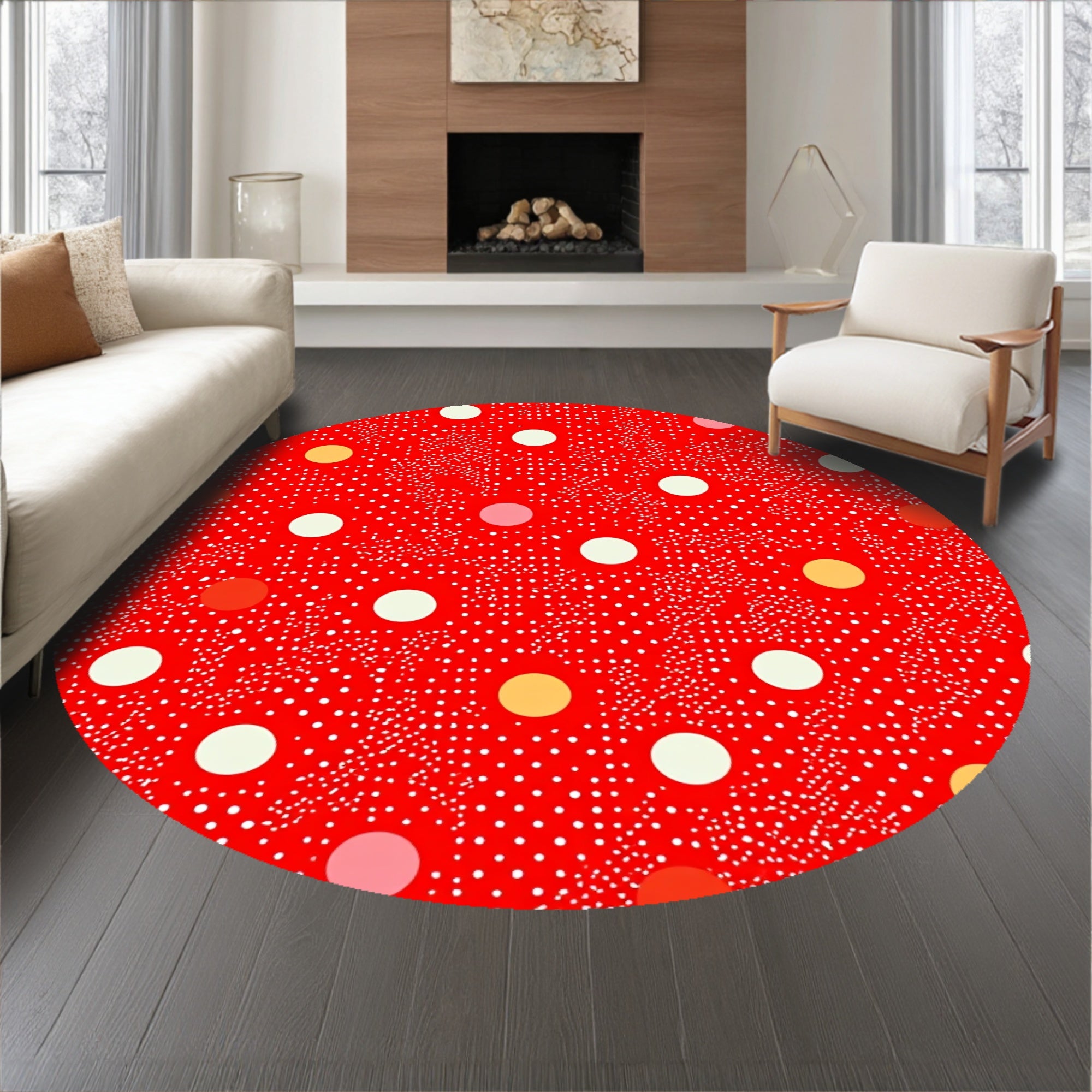 Playful Dot with Scattered Polka and Abstract Confetti(Red)