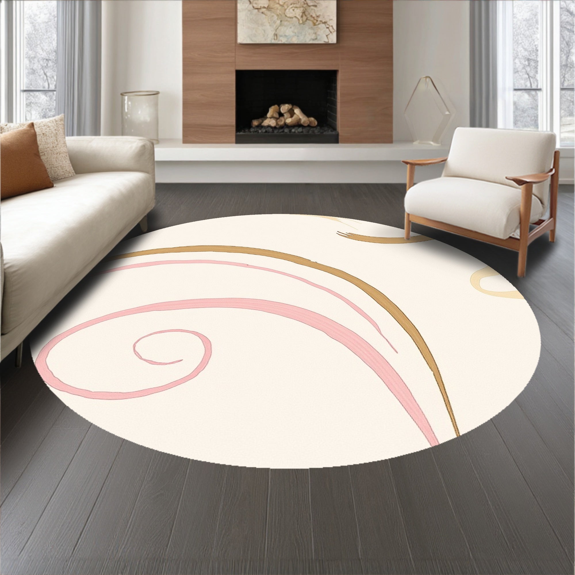 Minimalist Abstract Brush Stroke Art Featuring Curved Lines (Pink) - ODIKA