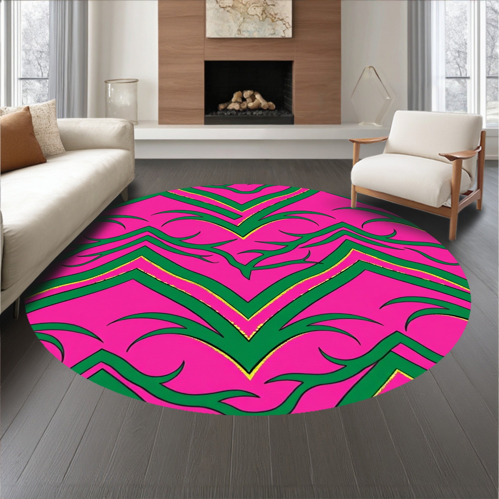 Abstract With Layered Interlocking Zigzag And Gold Details (Pink) - ODIKA