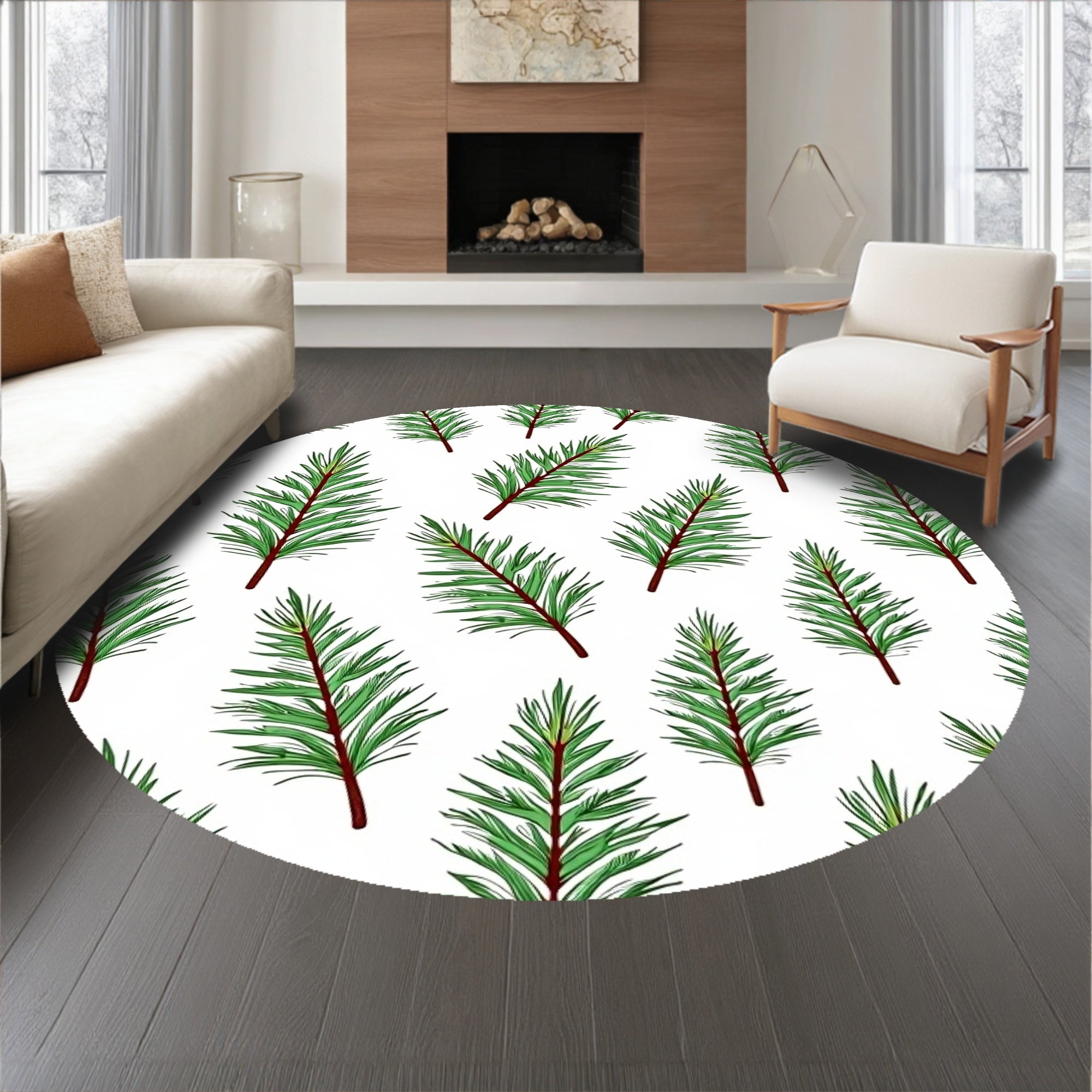 Pine Branch Tapestry Featuring Evergreen Needle Artwork(Green)