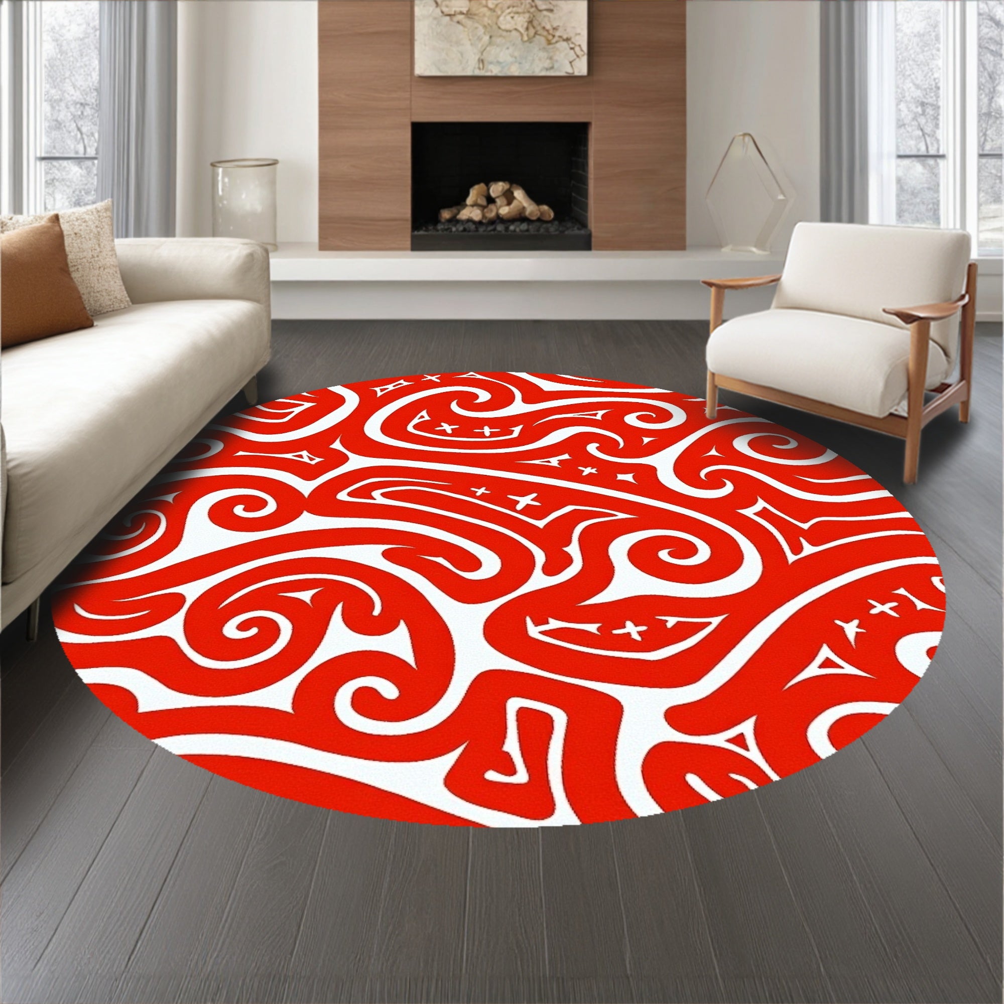 Holiday Scene Decorative with Swirling Snow Storm Design(Red)