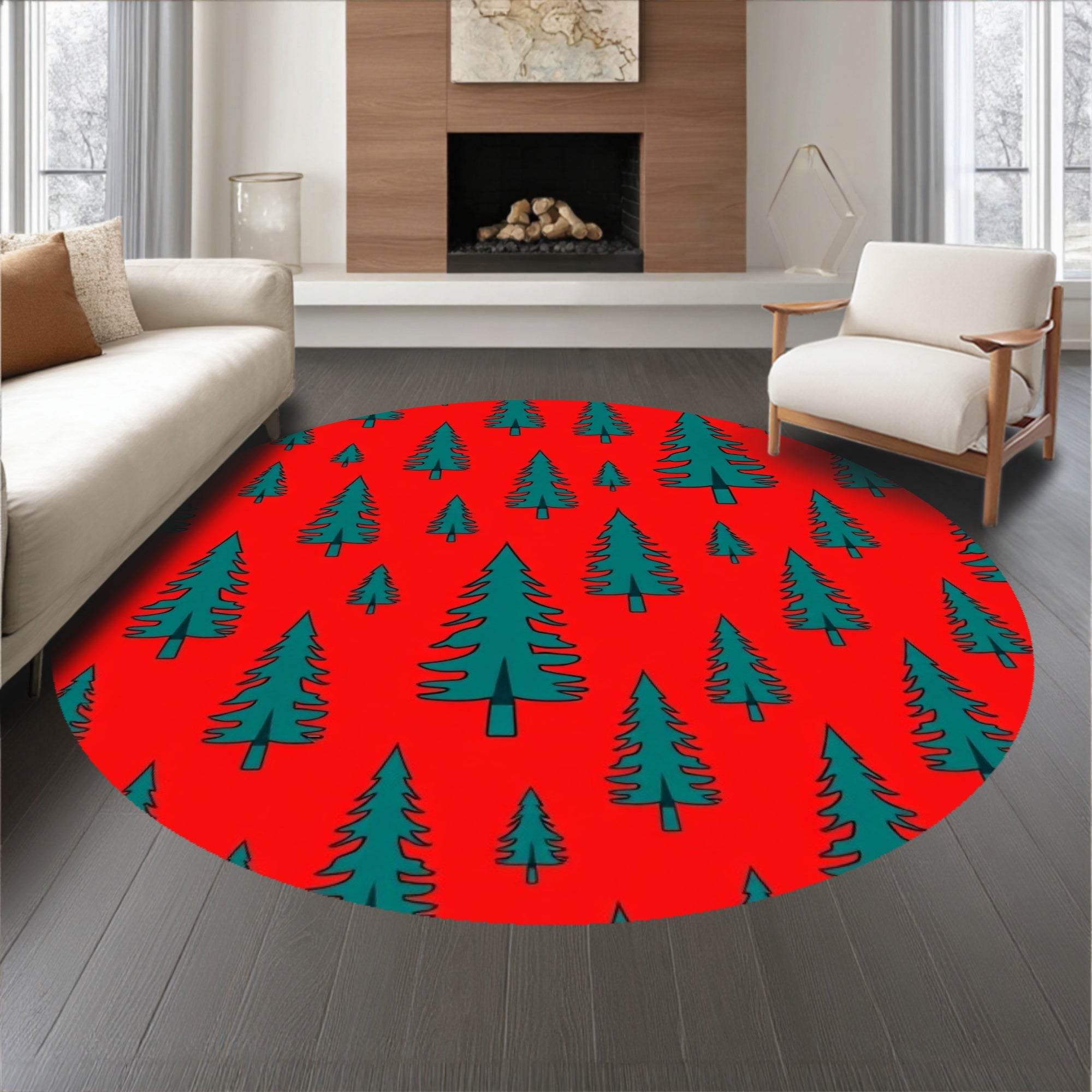 Joyful Evergreen Forest Winter Celebration Pathway Accent(Red)