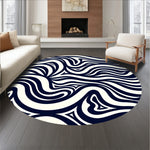 Abstract Wave Ripple Design Modern Contemporary Floor with Flow Motifs (Black) - ODIKA