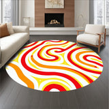Autumn Harvest Swirl Decorative Shag with Textured Waves(Red)