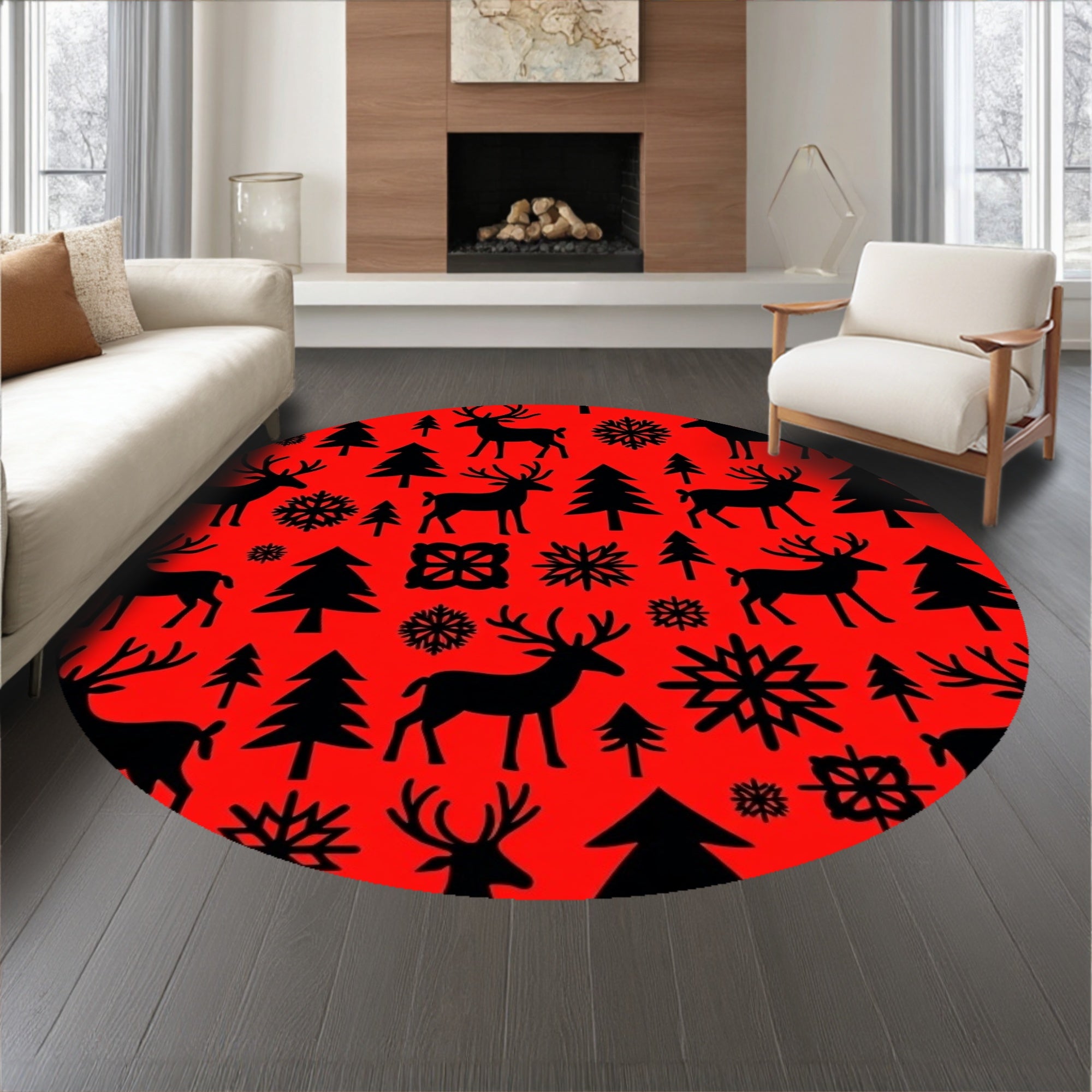 Scandinavian Folk Interlocking Reindeer(Red)