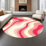 Sunset Gradient Waves Abstract Contemporary Floor Covering (Pink)