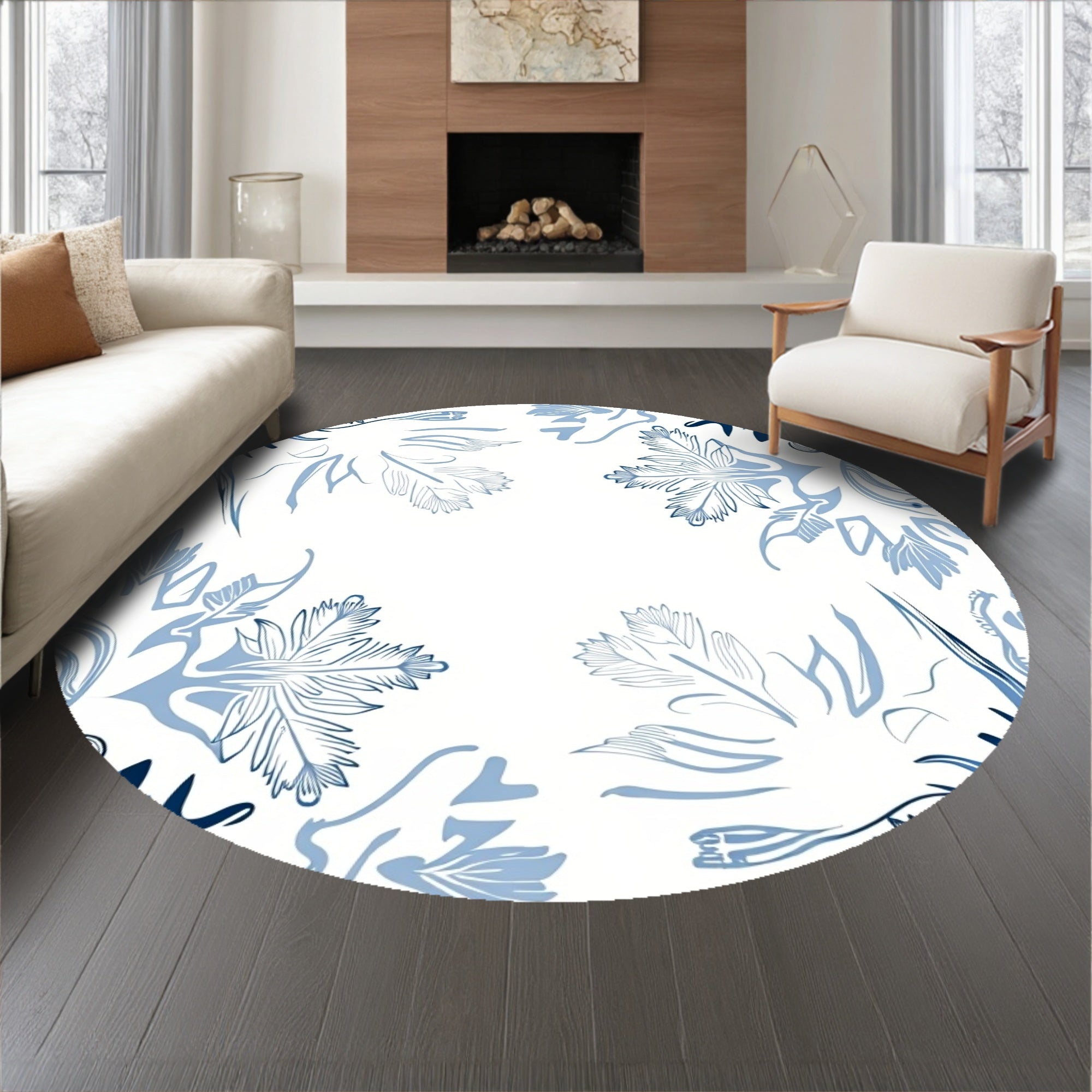 Elegant Snowfall Cascade Frosted Abstract Winter Art Design(Blue)