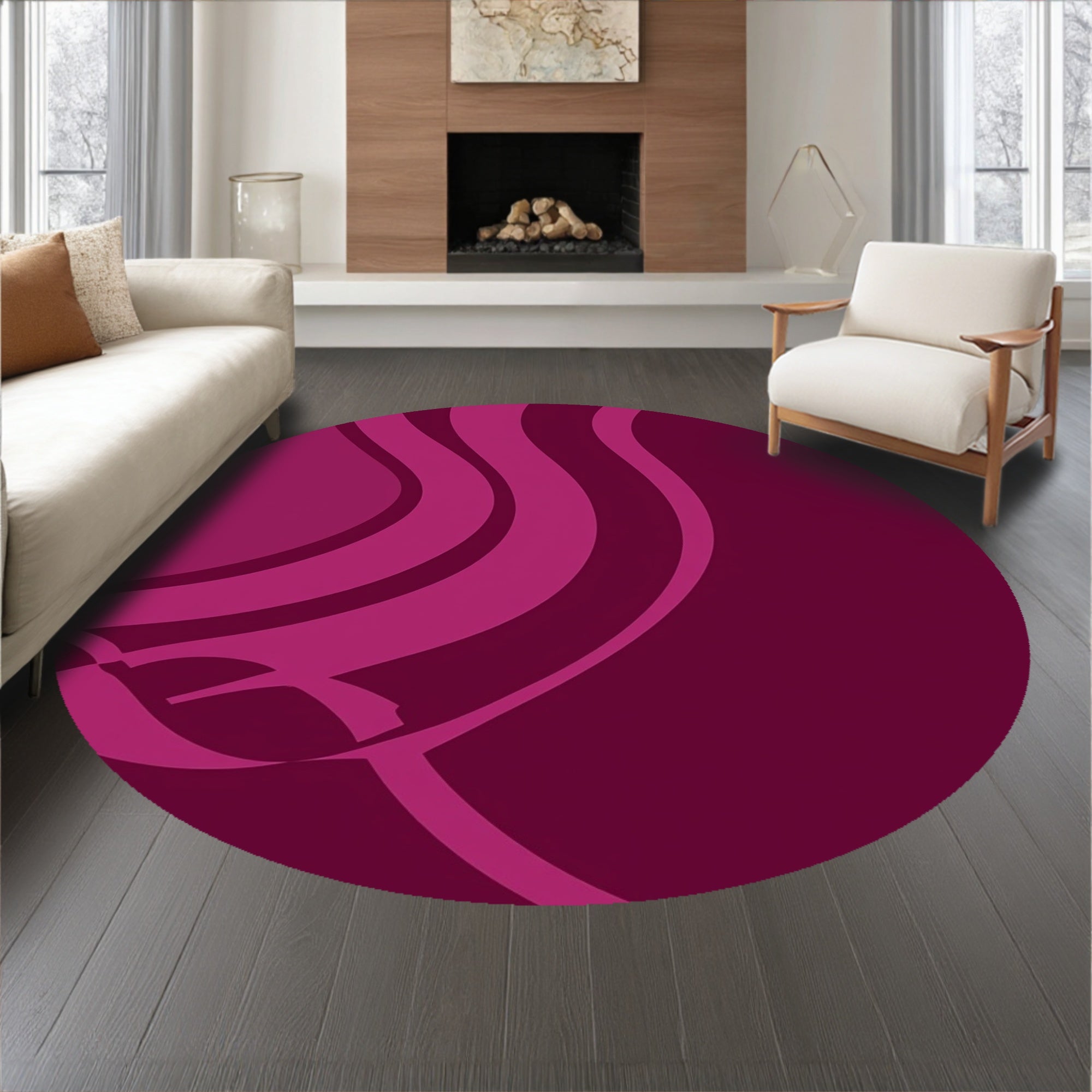 Contemporary Wave with Gradient Crimson Hues(Pink)