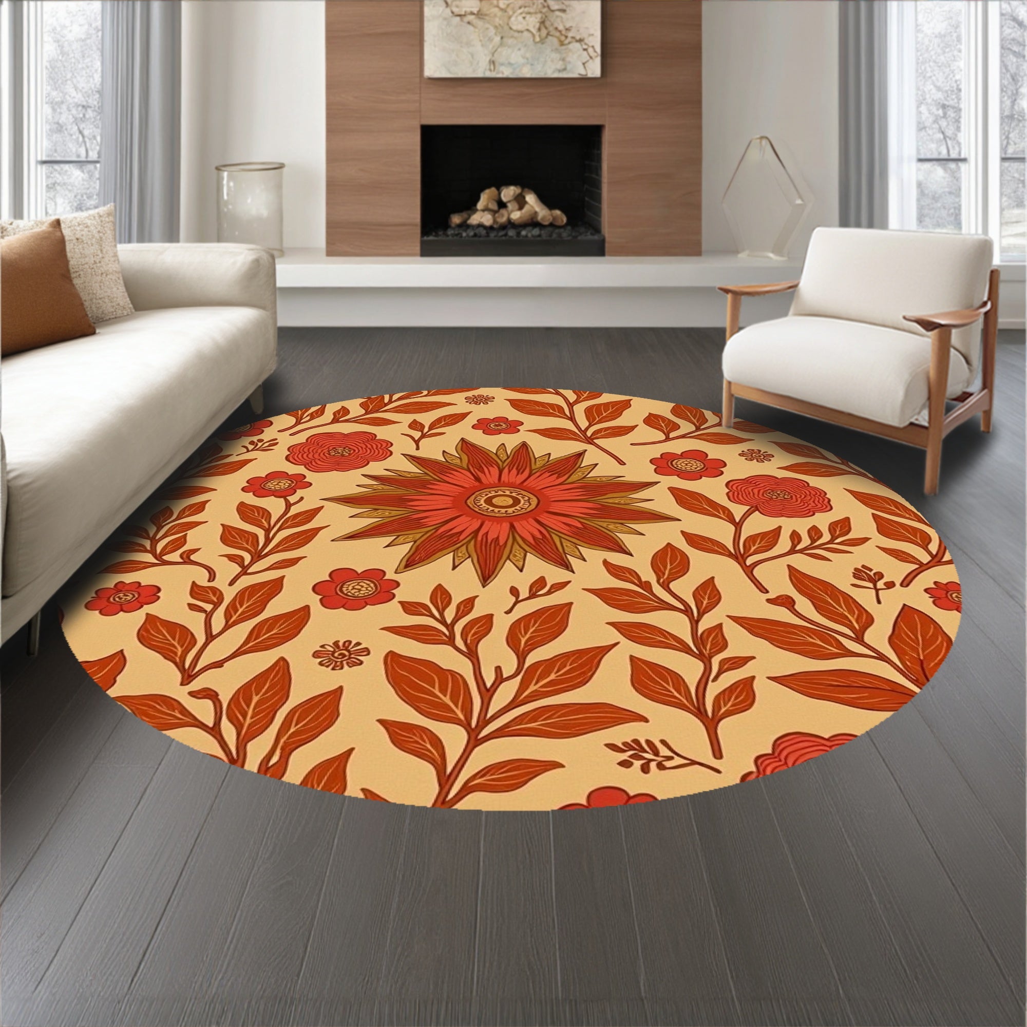 Mystical Garden Blossom Enchanted Foliage Artistic Dreamscape(Beige)