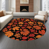 Harvest Maple Leaf Cascade Area with Swirling Foliage Design(Black)