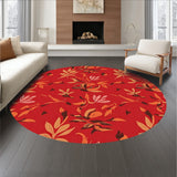 Rustic Abstract Floral Mosaic with Seasonal Leaf Detailing(Red)
