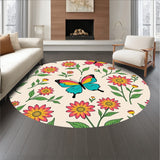 Garden with Floral Meadow Motifs Floor Covering (Pink)