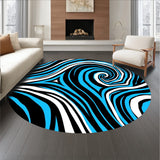 Retro Swirl Motif with Abstract Fluid Waves and Vintage (Blue)