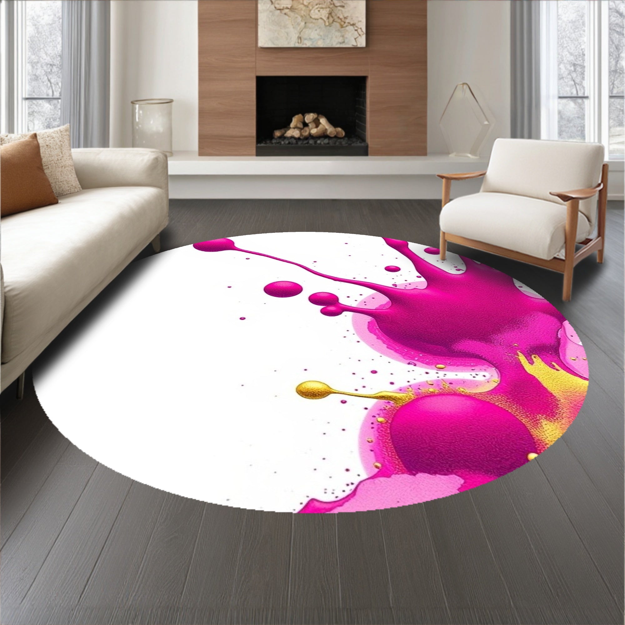 Modern Luxe Ink Splash with Metallic Ripple (Pink) - ODIKA