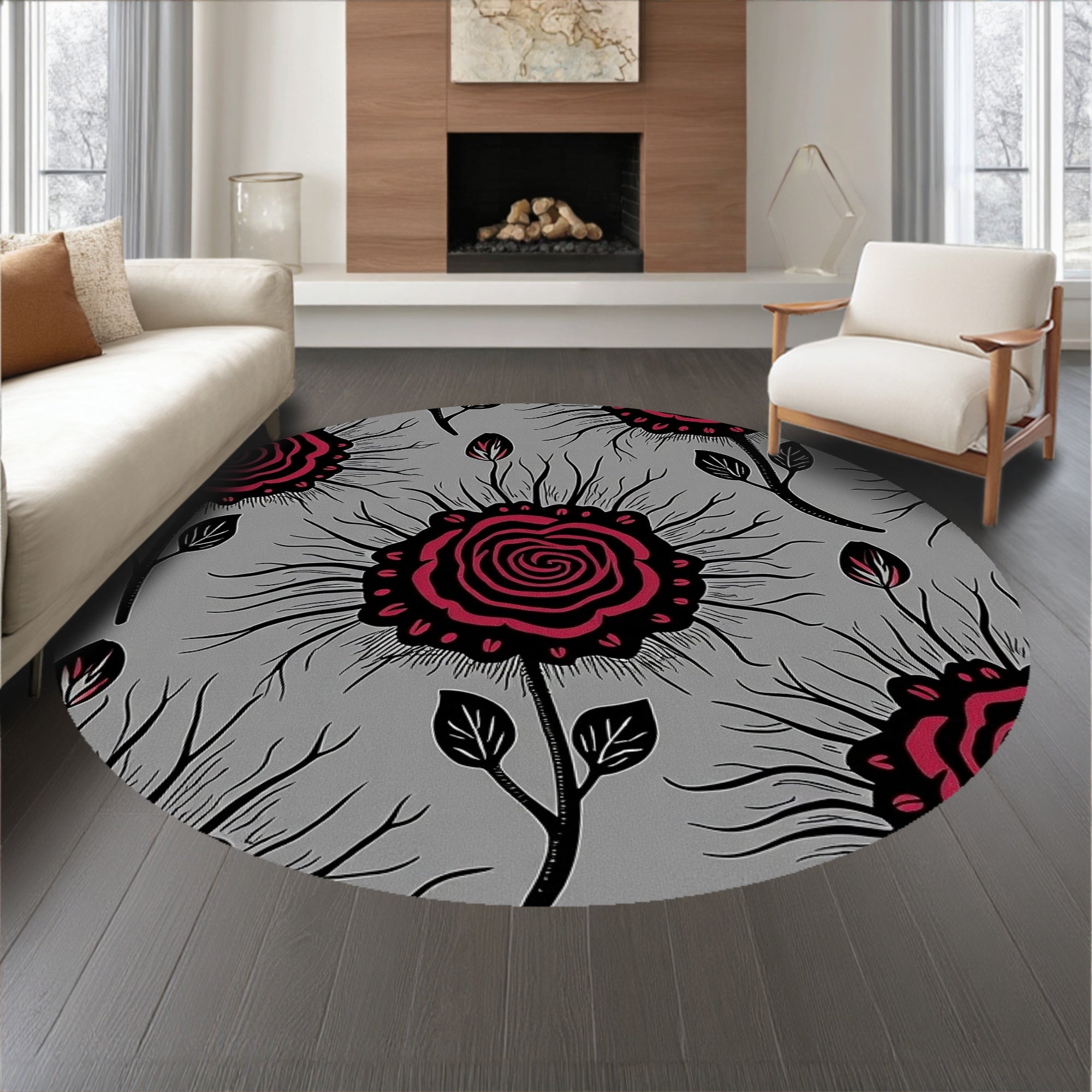 Gothic Rose Bloom Tapestry with Dark Floral Arrangements(Gray) - ODIKA
