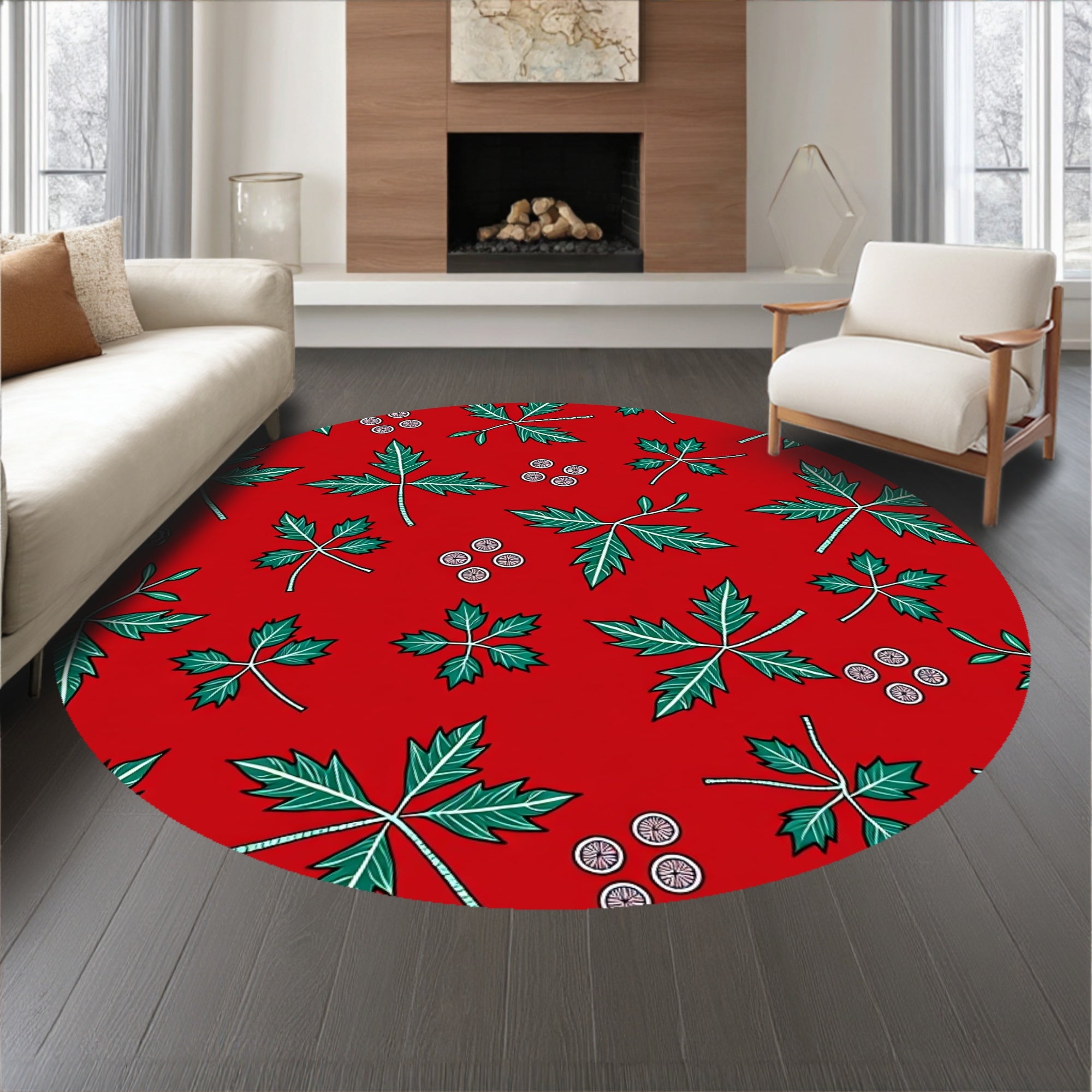 Festive Holly Berry with Traditional Holiday Botanical Motifs(Red)