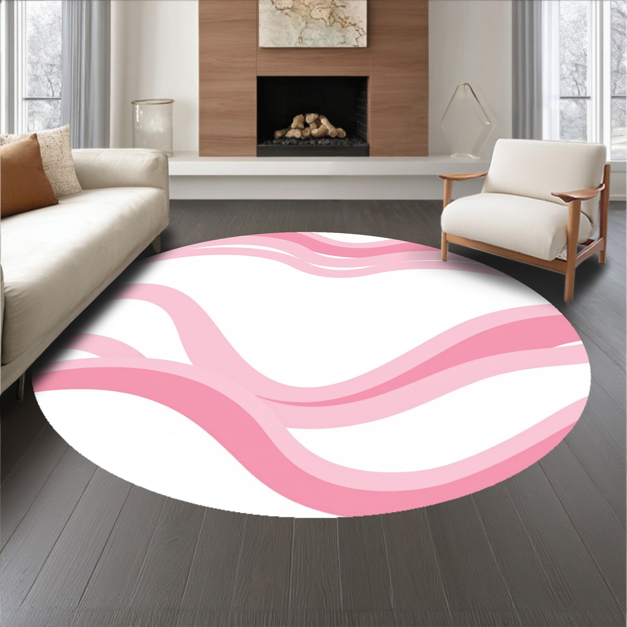 Abstract Cloud Swirl Contemporary Modern Minimalist Art(Pink)
