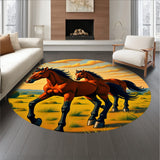 Wild Mustang Gallop Artistic Tapestry(Orange)