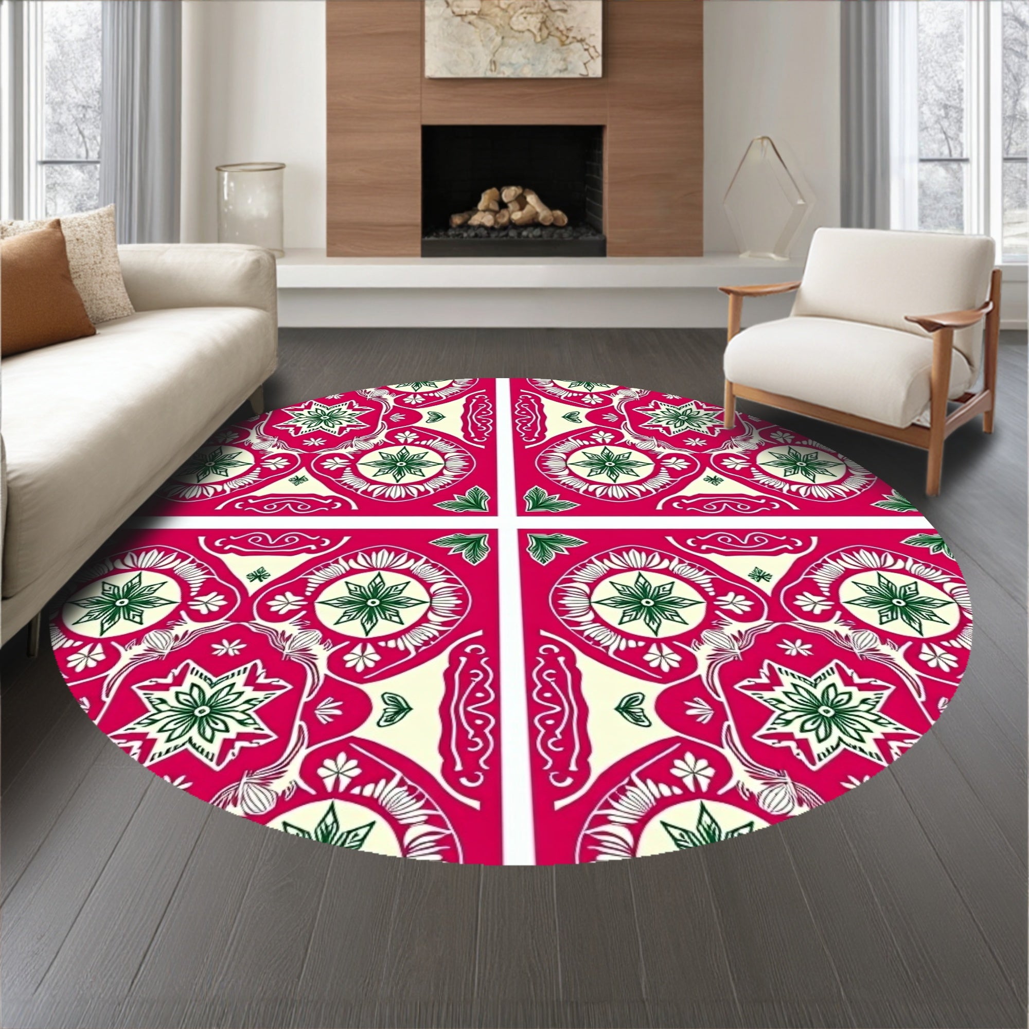 Festive Nordic Snowflake Lace Medallion Interlocking Ornament Design(Red)