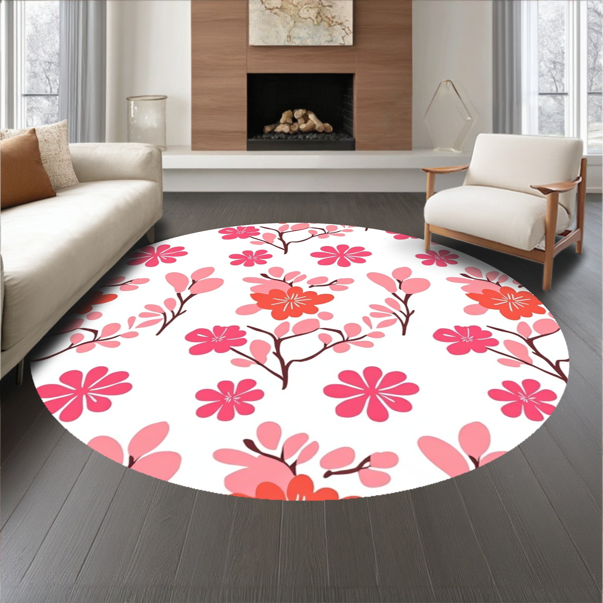 Boho Wildflower Meadow With Scattered Petal Motifs (Pink) - ODIKA