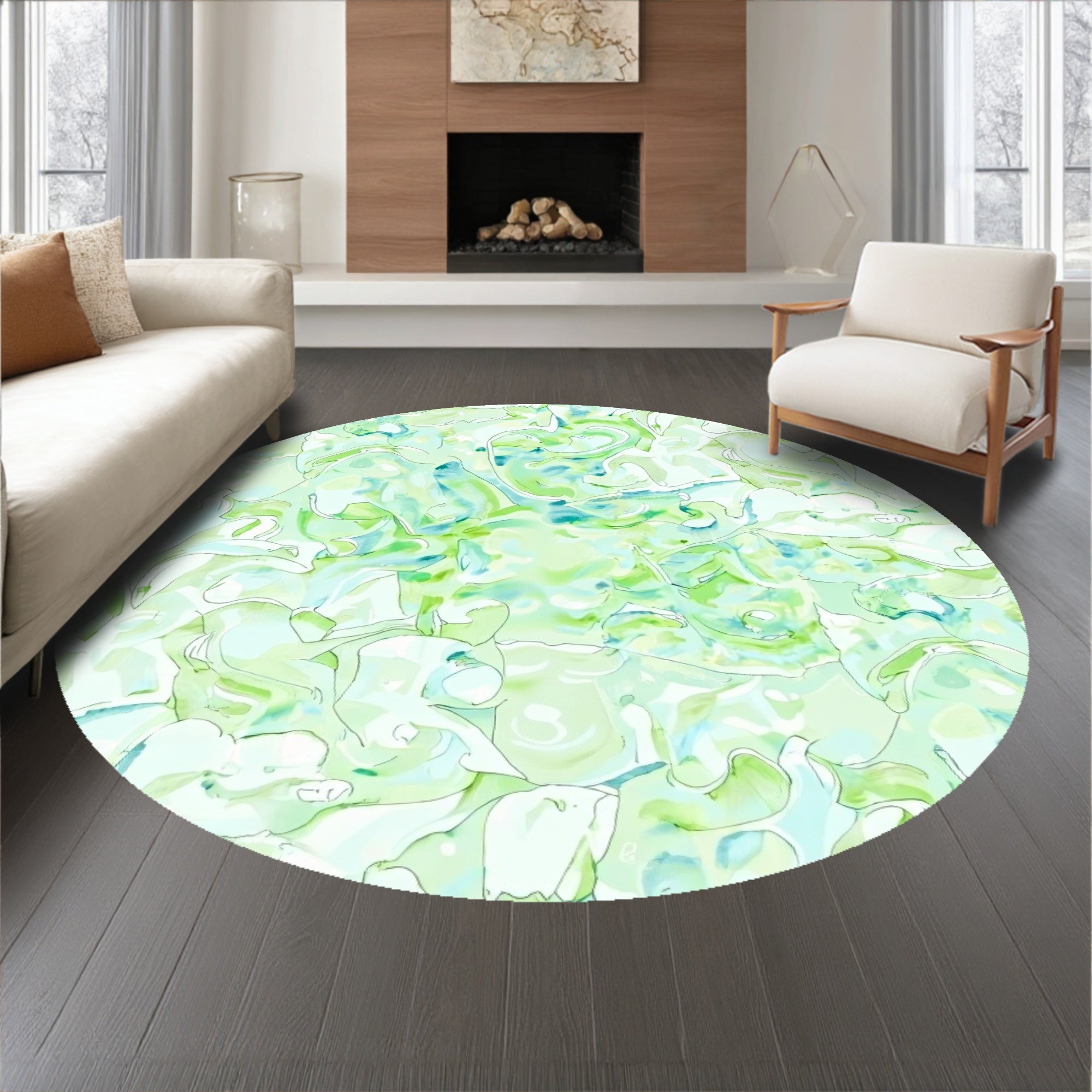 Cloudburst Contour Abstract Swirl Dreamscape Design(Green)
