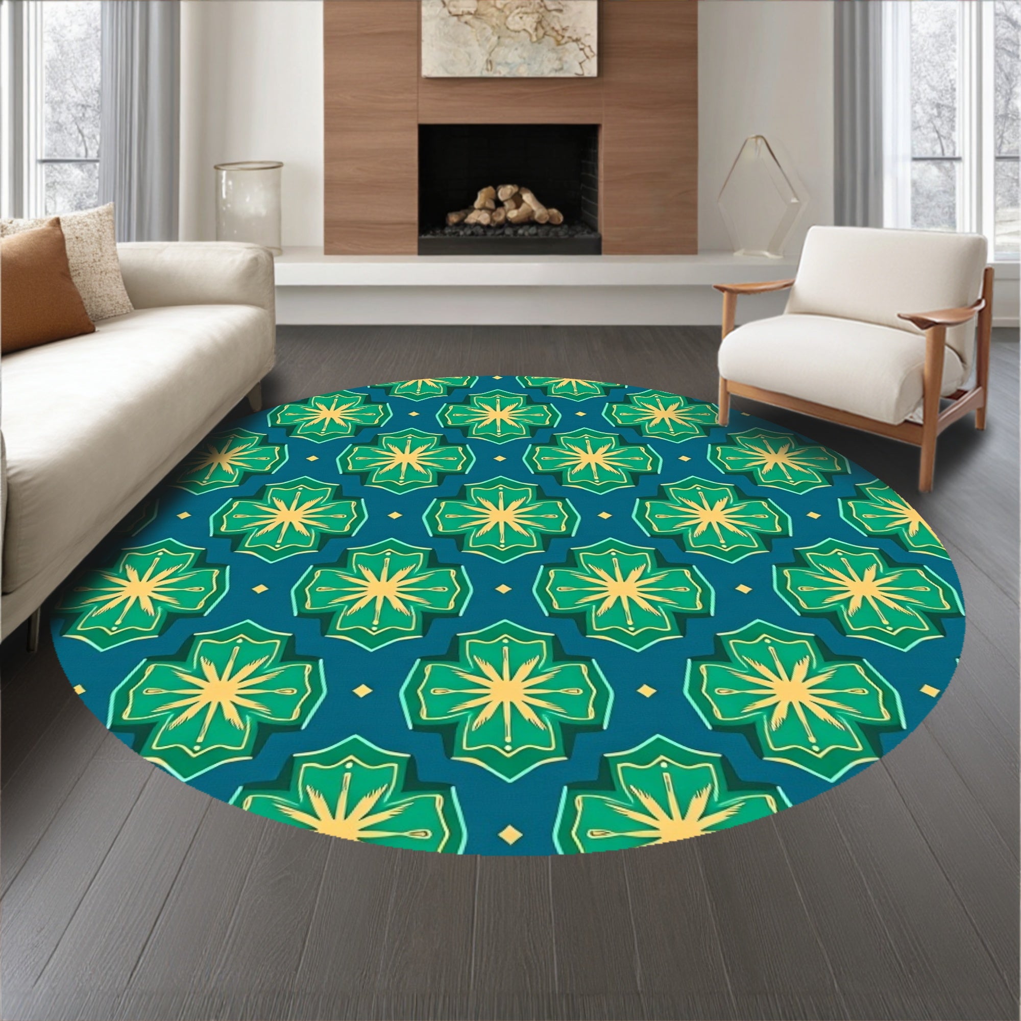 Whimsical Holiday Candles Interlocking Starburst and Gift Ribbon Art(Blue)