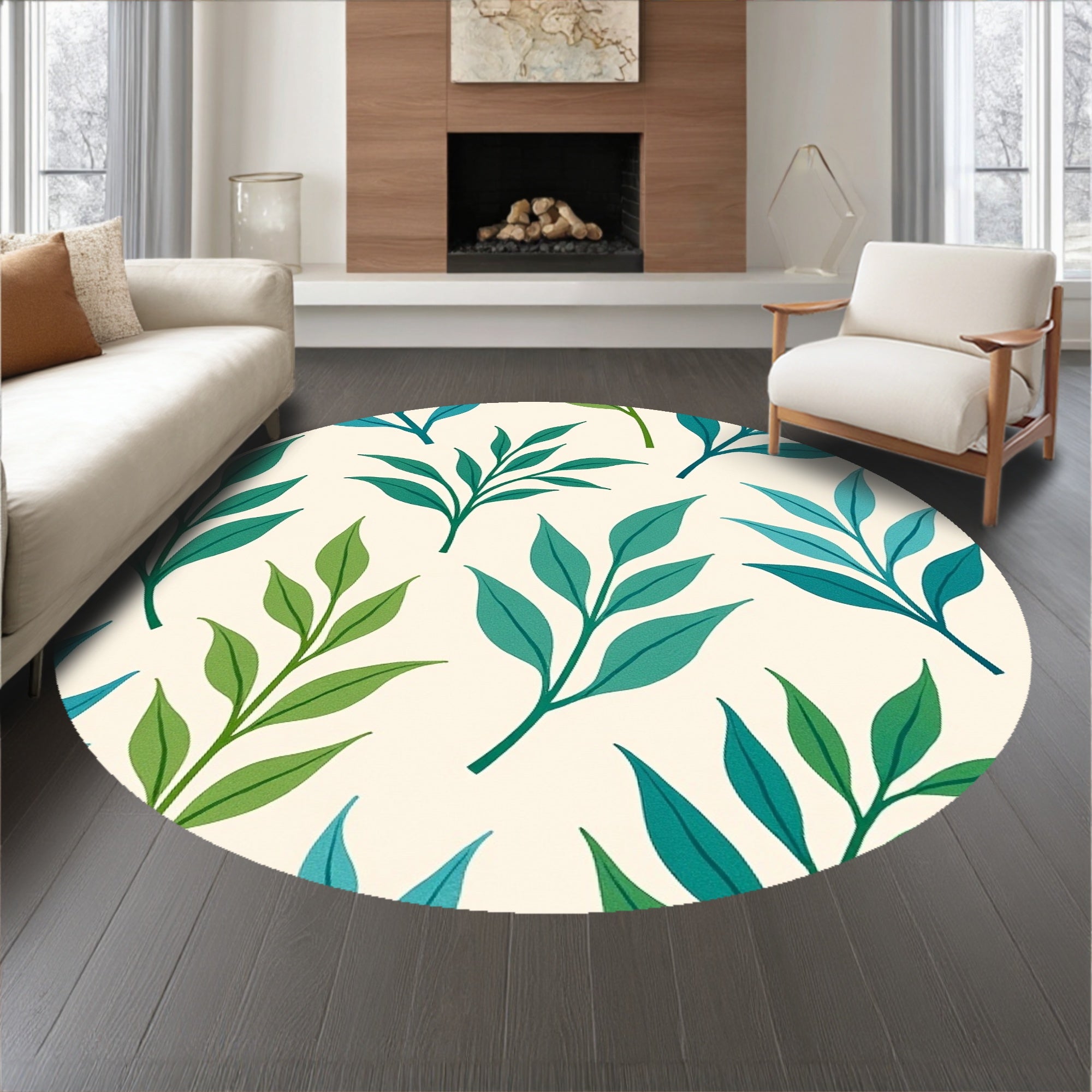 Abstract Watercolor Botanical with Fern Leaf (Blue) - ODIKA