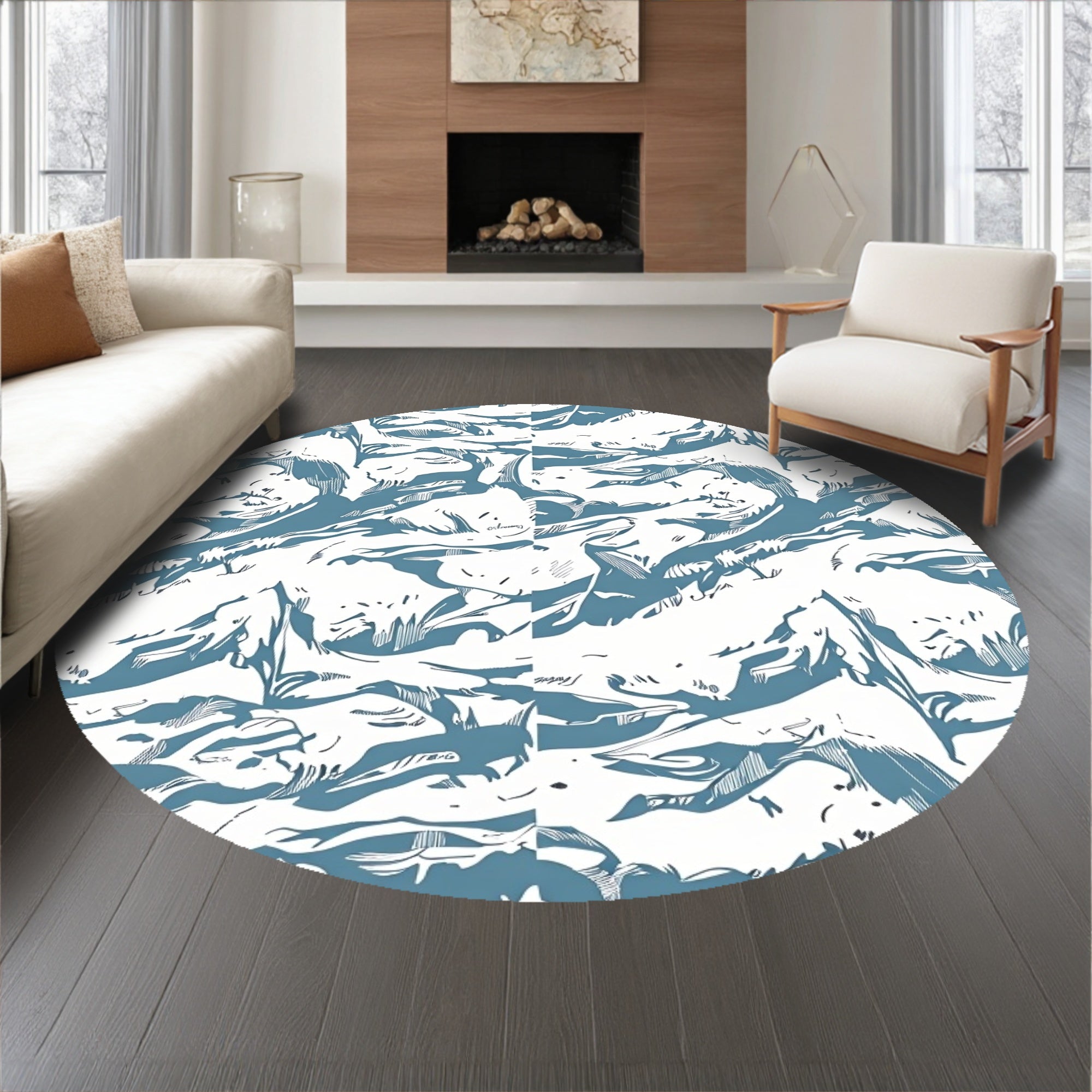 Glacier Fluffy Shaggy with Snowdrift Motifs(Blue)