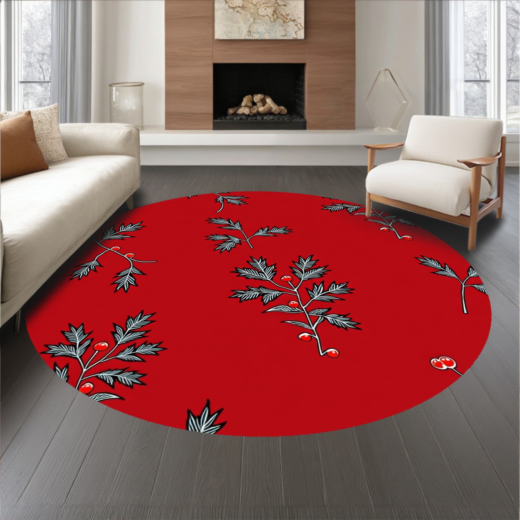 Elegant Holly Berry Embellished Walkway Adornment(Red)
