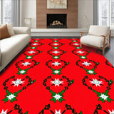 Festive Argyle Patchwork with Stylized Starbursts and Holly Details(Red)