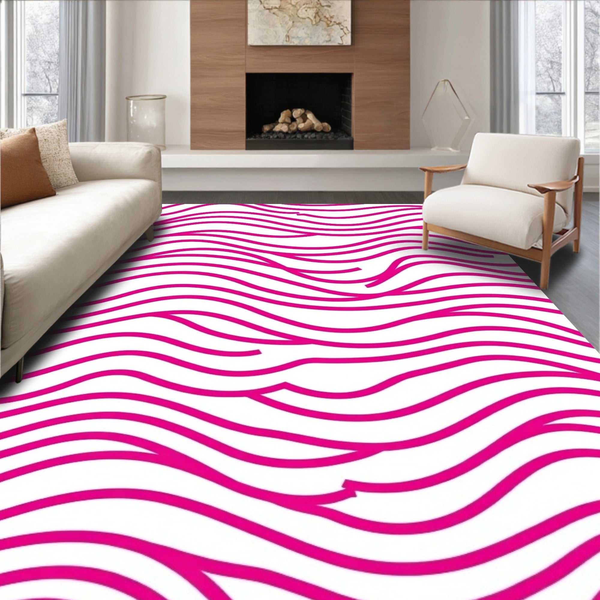 Dynamic Wave Stripes with Layered Tones and Rhythmic Movement (Pink) - ODIKA