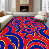 Interlocking Wave Motif with Abstract Floral Accents Modern Art Design (Red)