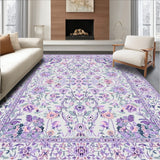 Floral Cat Inspired Area Rug(White)