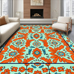 Artisan Petal Mosaic with Stylized Botanic Medallions (Orange) - ODIKA