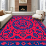 Medallion Tapestry with Vintage Botanical Prints(Red)