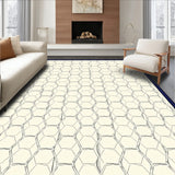 Hexagonal Mosaic Grid with Ornamental Boundary Detail(Ivory)