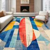 Coastal Surfboard Mosaic with Bold Shapes and Vibrant Nautical Color Blocks(Blue)