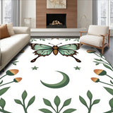 Lunar Moth Dreamscape with Mushroom Grove and Night Sky Motif(Green)