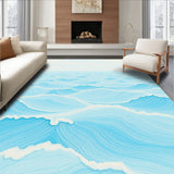 Tranquil Wave Horizon Decorative Graceful Symmetrical Motif(Blue)