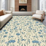 Azure Meadow Beige Floral Woven Style Area(Beige)