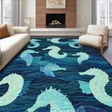Elegant Seahorse with Gradient and Symmetrical Wave(Blue)