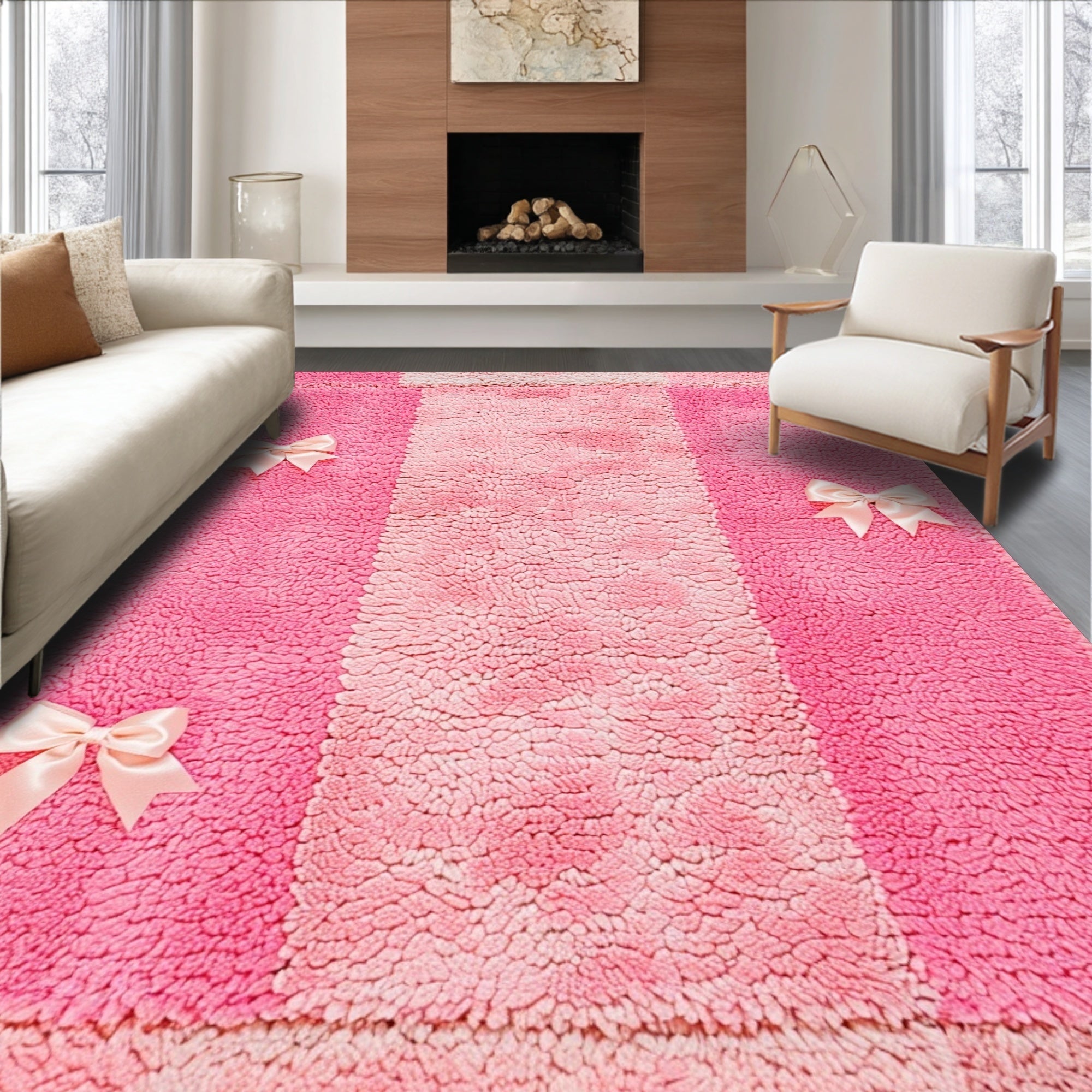 Ultra Soft Area Rug, Non Slip, Stain Resistant, Washable Area Rugs for Living Room, Bedroom, Cute Feminine Bedroom Accent Rug Washable(Pink)