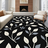 Abstract Botanical Silhouettes with Delicate Leaf Motifs(Black)