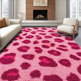 Ultra Soft Area Rug, Non Slip, Stain Resistant, Washable Area Rugs for Living Room, Bedroom, fluffy leopard print(Pink)