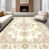 Elegant Medallion Hallway with Non Slip Backing for Entryway(Ivory)
