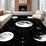 Mystic Moonbeam Black & White Lunar Phase Bath Mat Boho(White)
