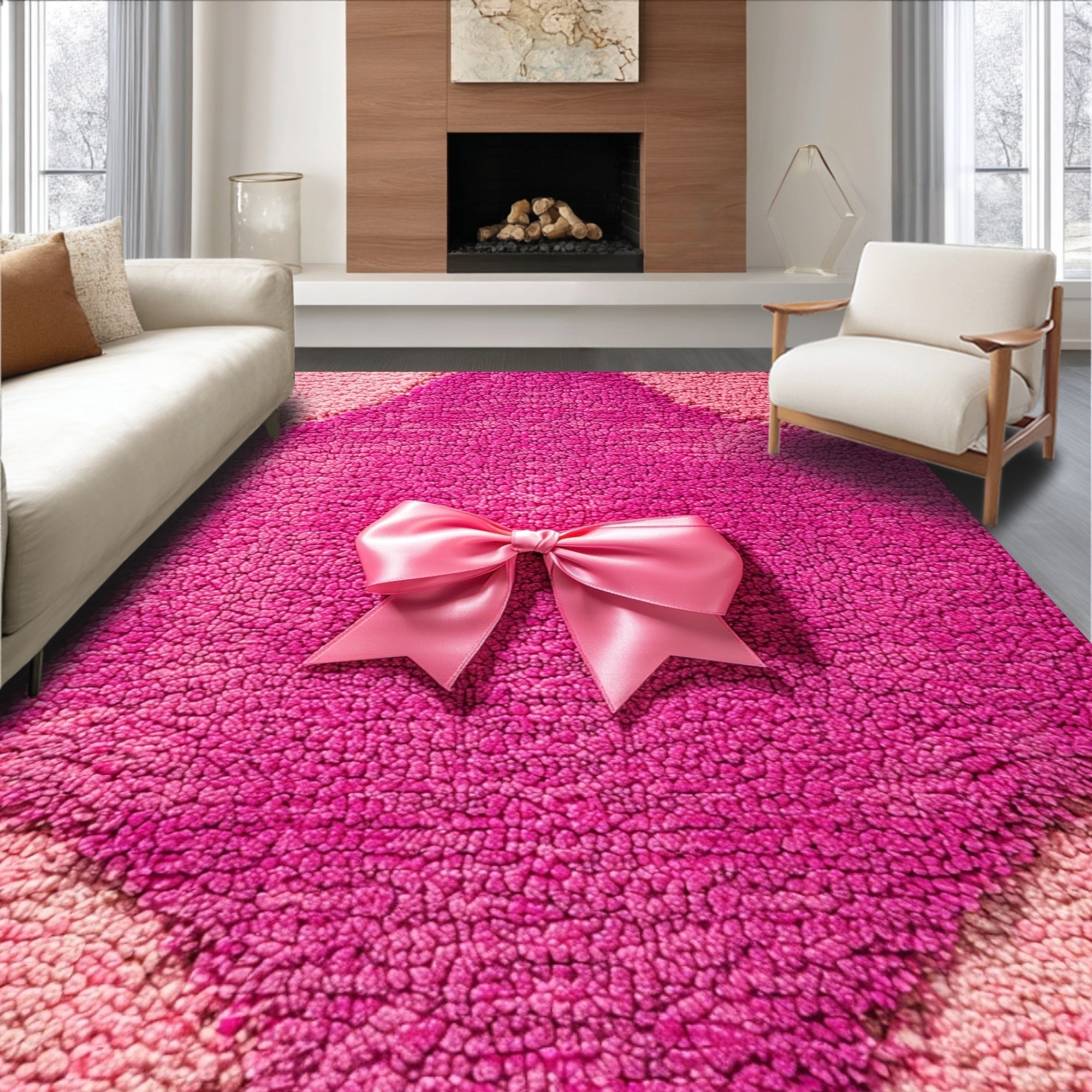 Ultra Soft Area Rug, Non Slip, Stain Resistant, Washable Area Rugs for Living Room, Bedroom, Pastel Pink Front Door Decor Absorbent Mat(Pink)