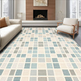 Coastal Breeze Area Serene Beige and Blue Geometric Design(Beige)